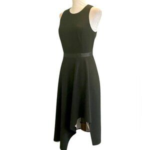 Calvin Klein Halter Sleeveless Round Neck Cut Away Hem Black Knit Dress Size 4